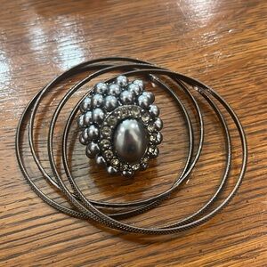 Hematite color bangles and large ring
